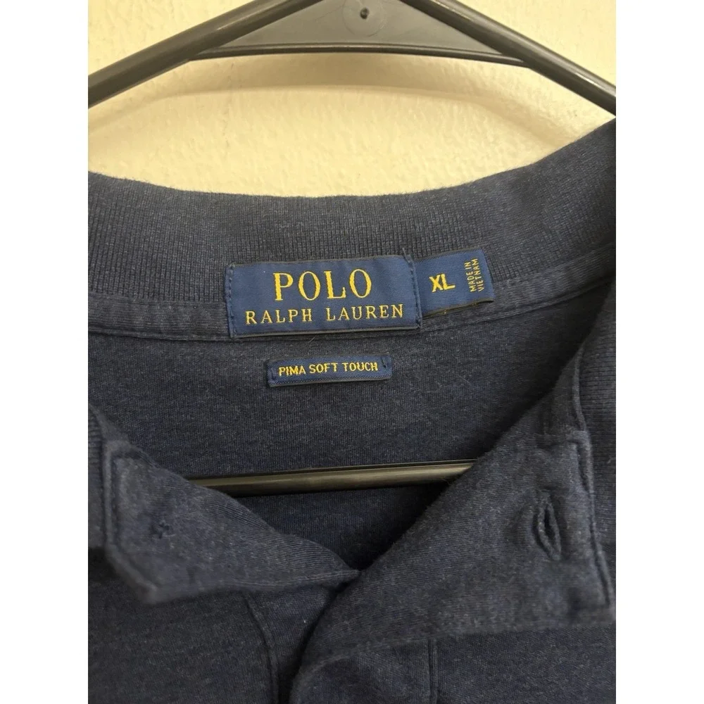 Polo Ralph Lauren Mens XL Polo Shirt Navy Blue Pima Soft Touch Pony Short Sleeve
